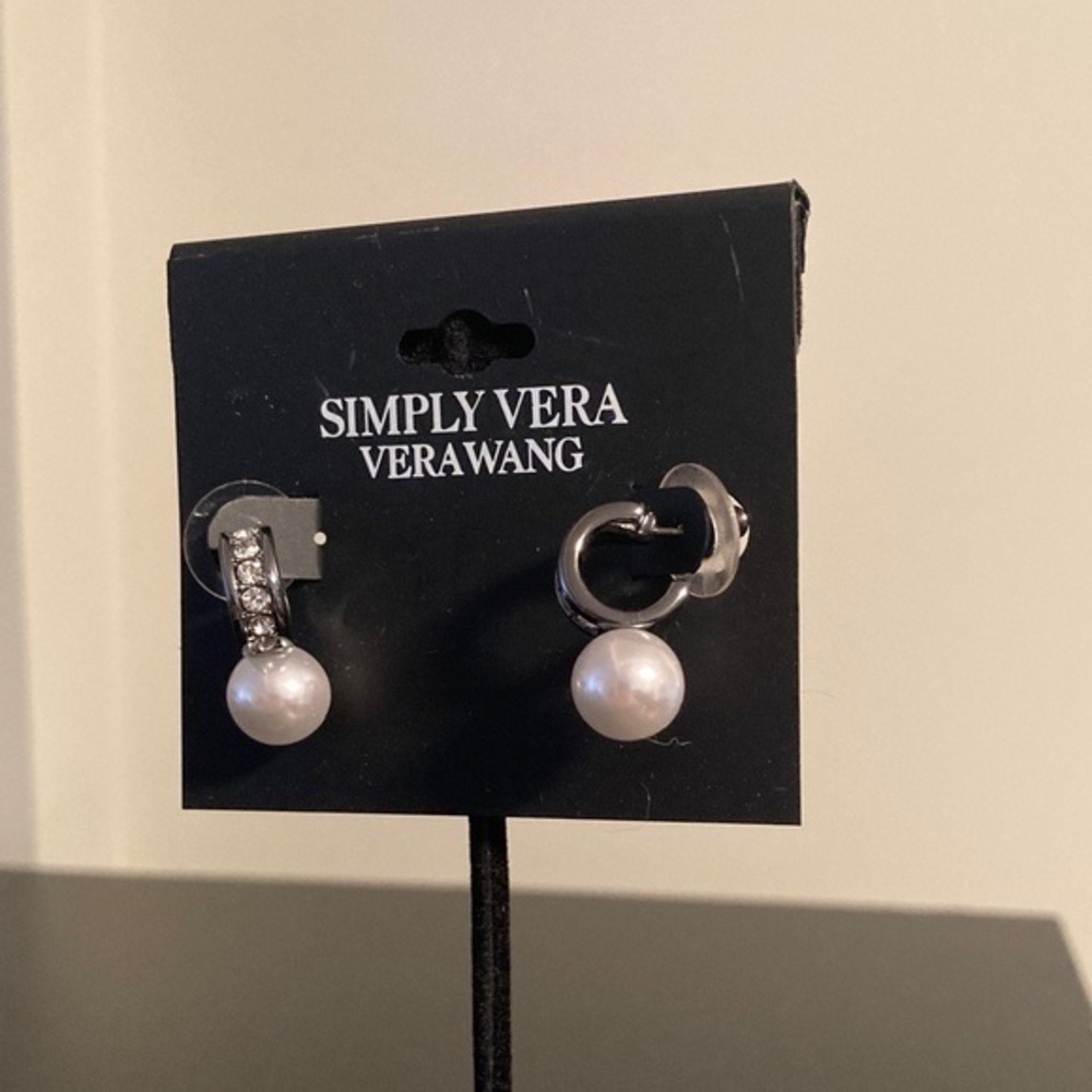 Simply Vera Vera Wang Silver Earrings with White Pearls